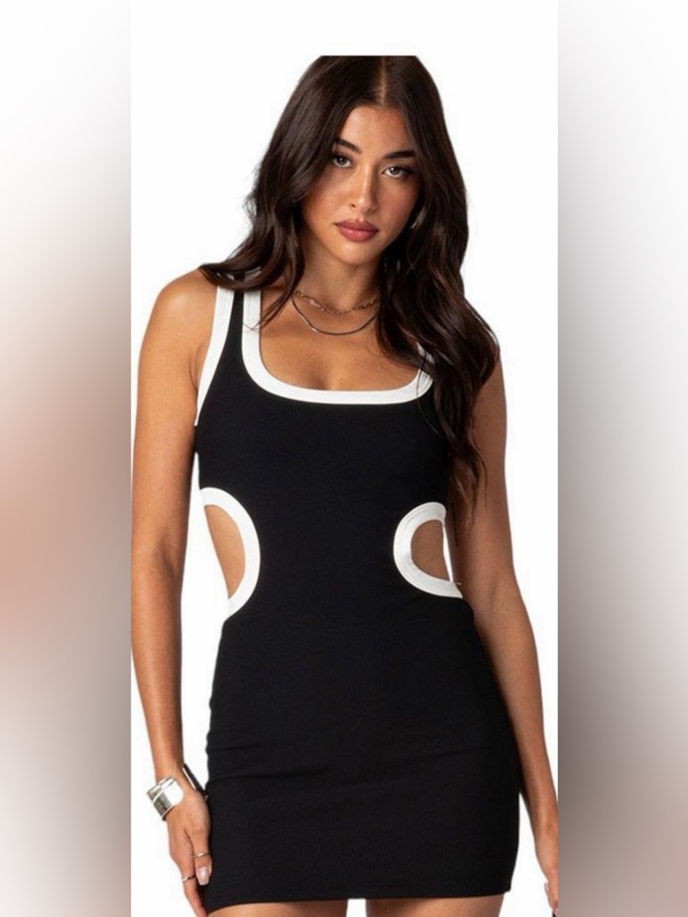 Edikted Black and White Cutout Midi Dress
